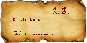 Kirch Barna névjegykártya